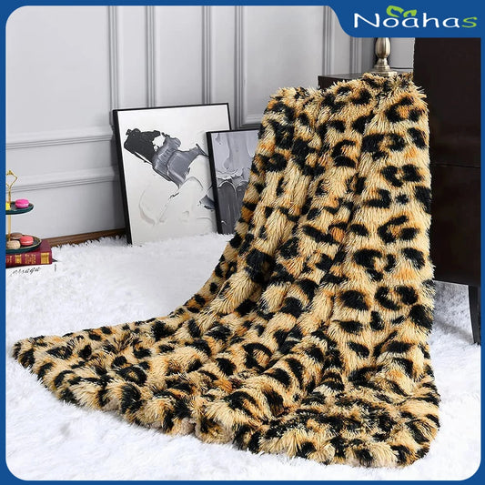 Fluffy Leopard Throw Blanket Plush Cheetah Print Blankets Soft Faux Fur Bed Throw For Decorative Couch Chair Bed Covers