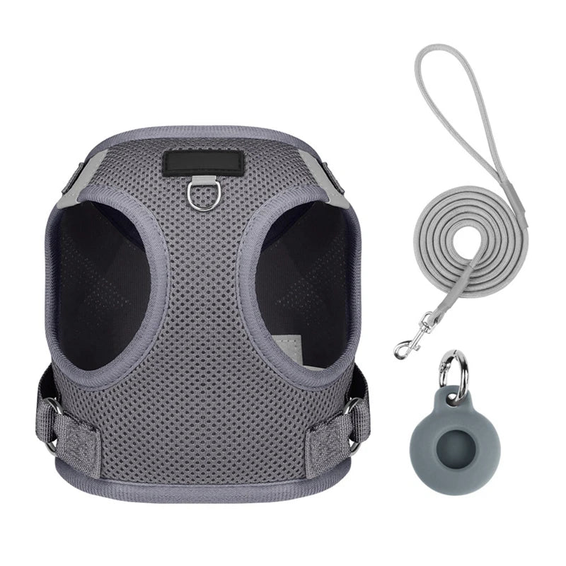 Pet Harness With Airtag Tracker And Leash Sets Puppy Cat Chest Strap For Small Medium Dogs Cat Harnesses Vest Outdoor Leads Rope