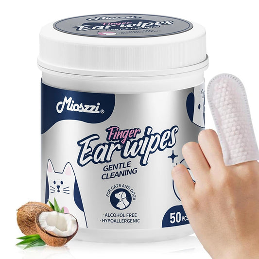 Mioszzi Pet Ear Cleaning Finger Wipes for Dogs & Cats,Safe & Hygienic Pet Grooming Essentials,50pcs