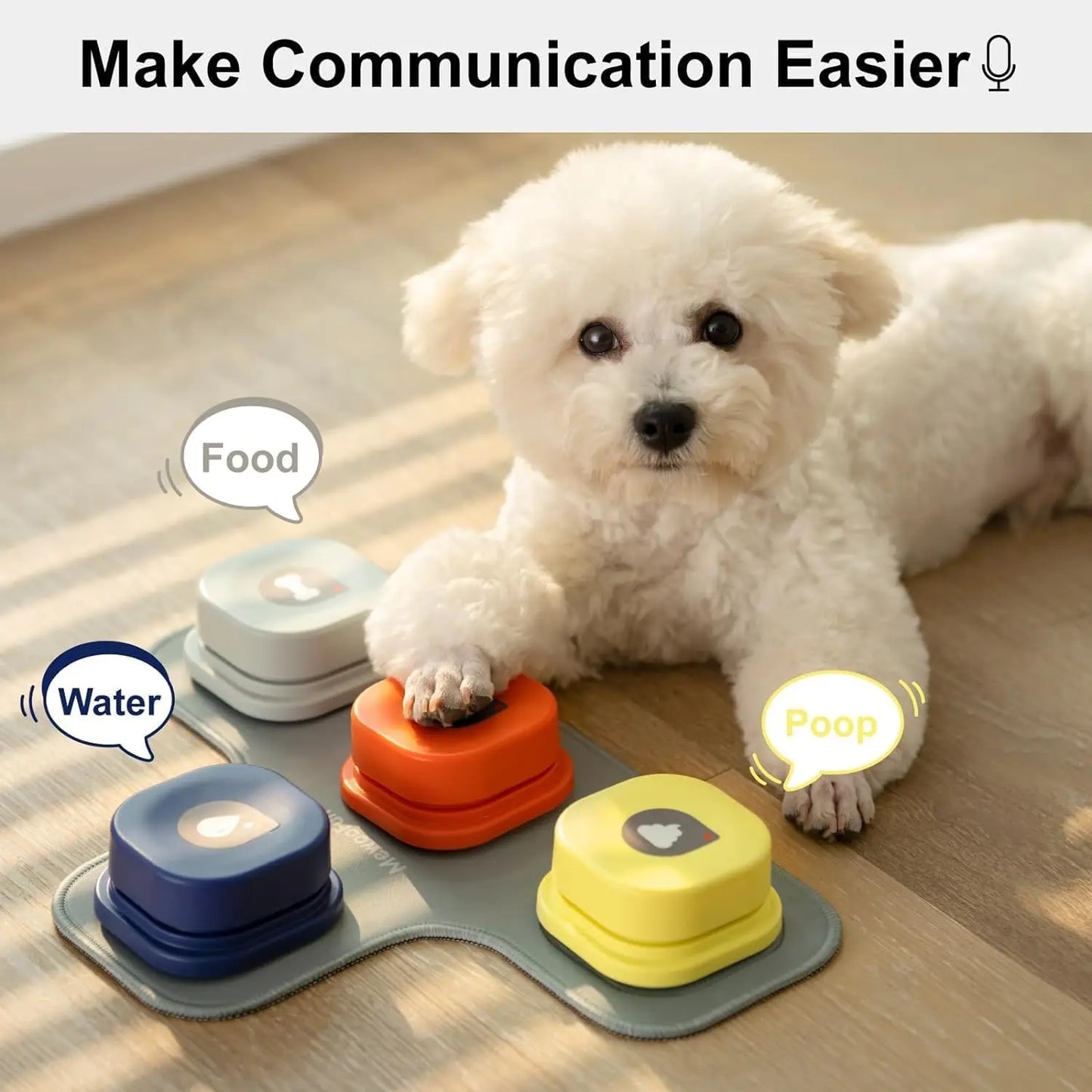 Mewoofun Dog Buttons with Rubber Mat Recordable Dog Talking Buttons Set Communication Starter Pack Dog Training Speaking Buttons