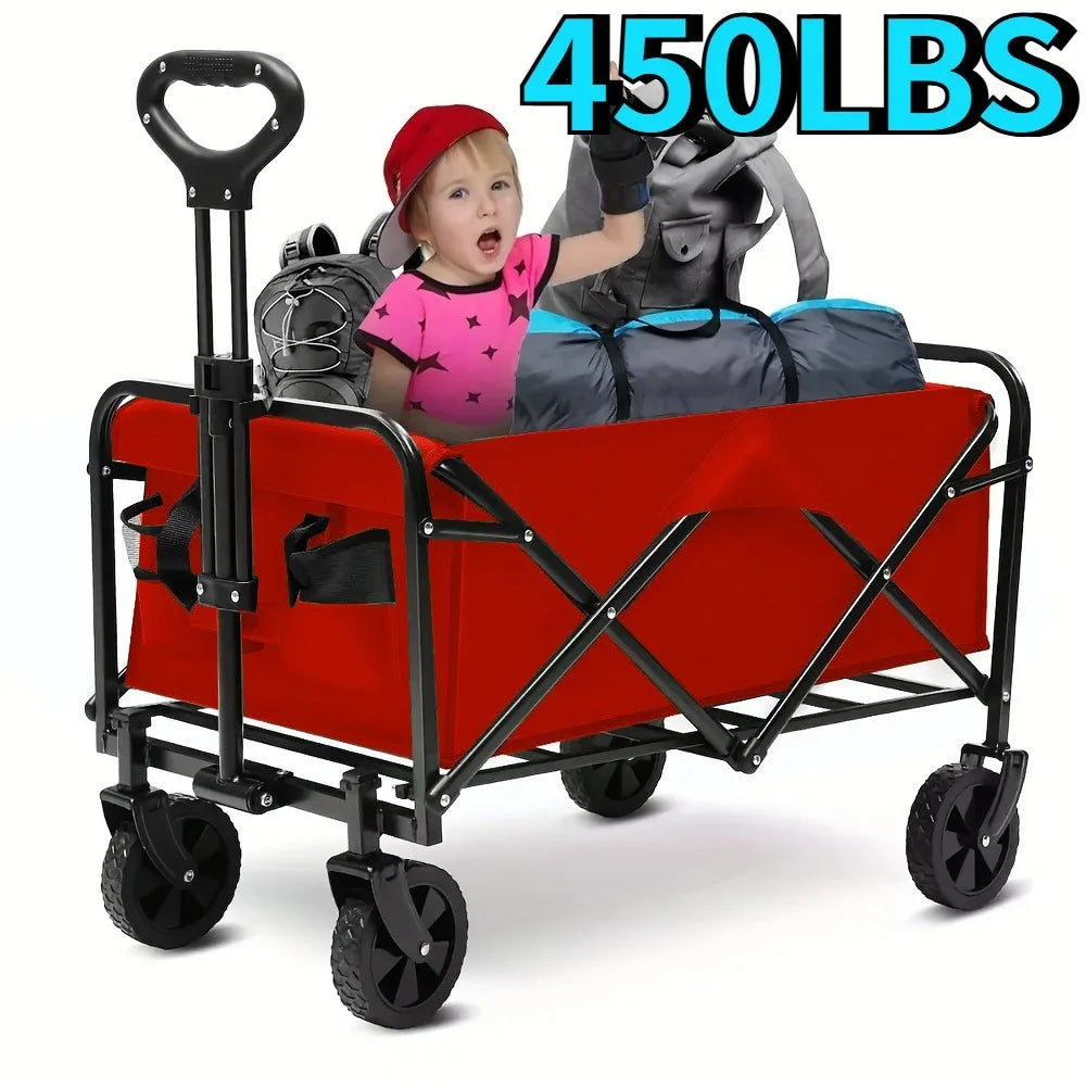 Wagon Cart Foldable Heavy Duty Utility Cart for Groceries, Sports, Gardening, Shopping portable folding cart foldable cat