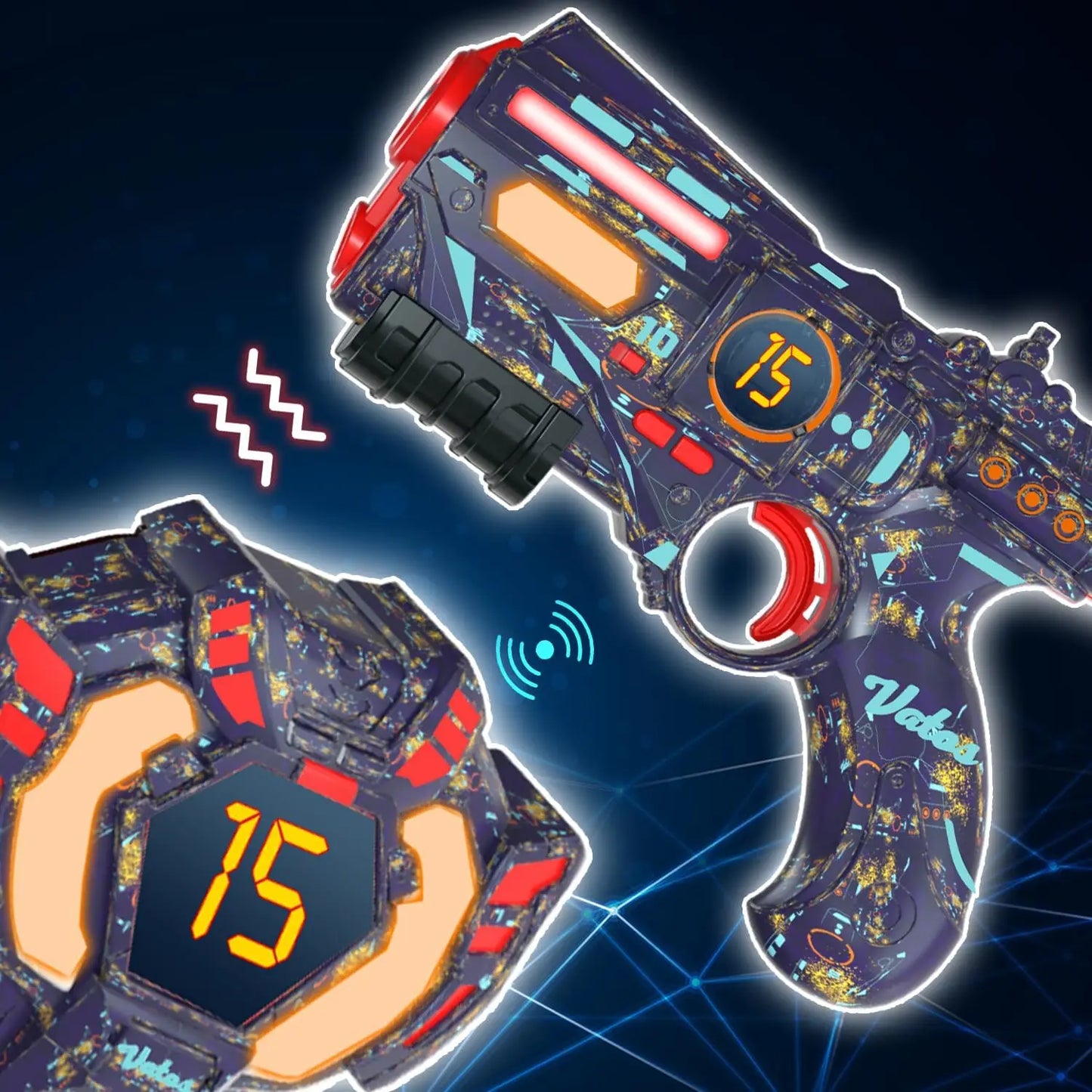 VATOS Rechargeable Health-value Data SYNC Laser Tag Gun Infrared Laser Tag Sets 4 Vest Glowing Light Lazer Tag Game for Adults f