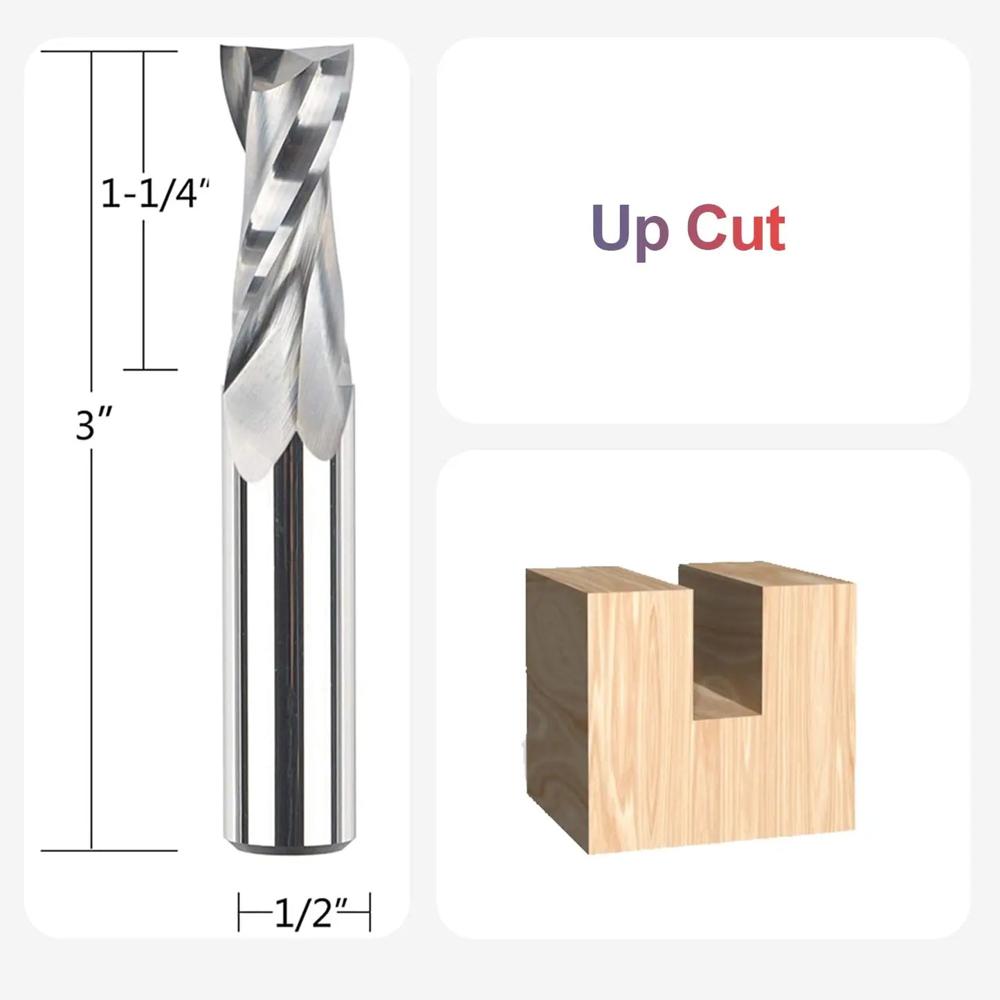 SpeTool 1pc Upcut Spiral CNC Router Bit with 1/4 1/2 Inch Shank HRC55 Solid Carbide CNC End Mill for Wood Engraving Carving Tool