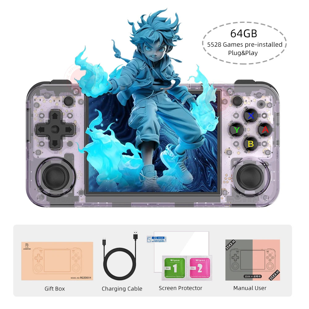 ANBERNIC RG35XX H Hand-held Consoles For Playing Video Games 3.5-inch IPS 640*480 Screen Retro Game Player 3300 mAh Battery