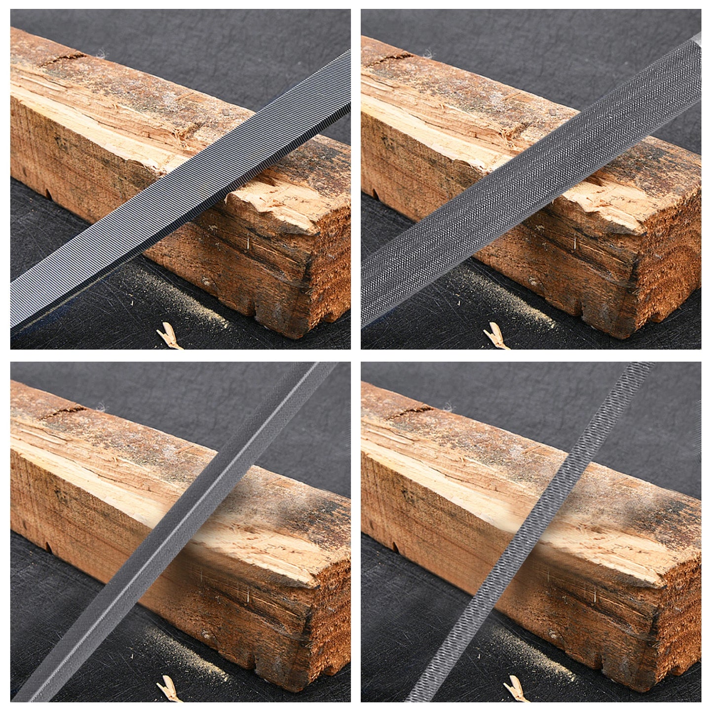 57Pcs Metal & Wood File Rasp Set,Grade T12 Forged Alloy Steel, Half-round/Round/Triangle/Flat 4pcs Large Tools, 14pcs Needle Fil