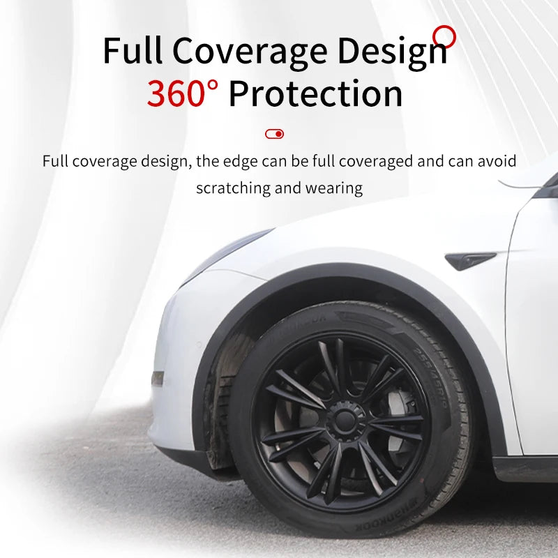 HubCaps Design for Tesla Model Y（2020-2024） 4PCS Wheel Cover 19inch Sporty Full Replacement Vehicle Automobile Accessories Cover