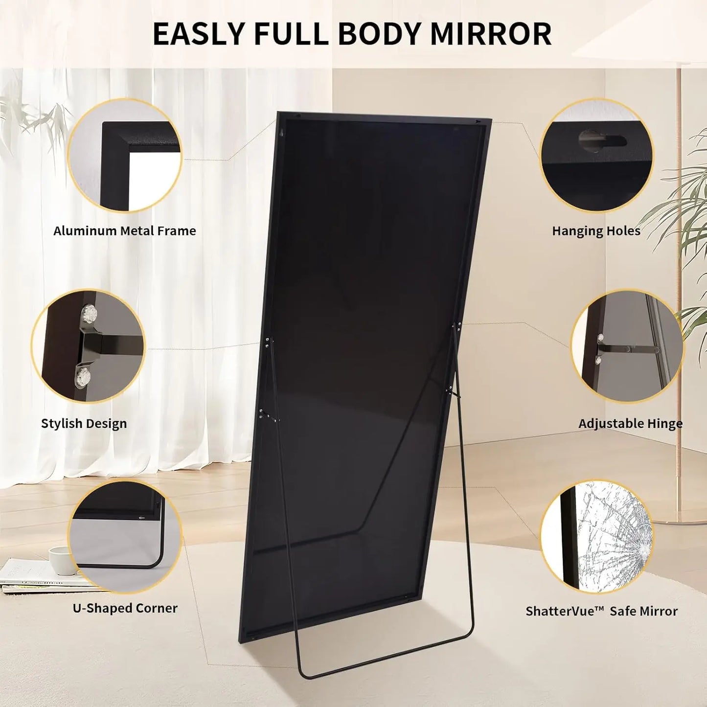 Full Length Mirror with Stand 34"x76"