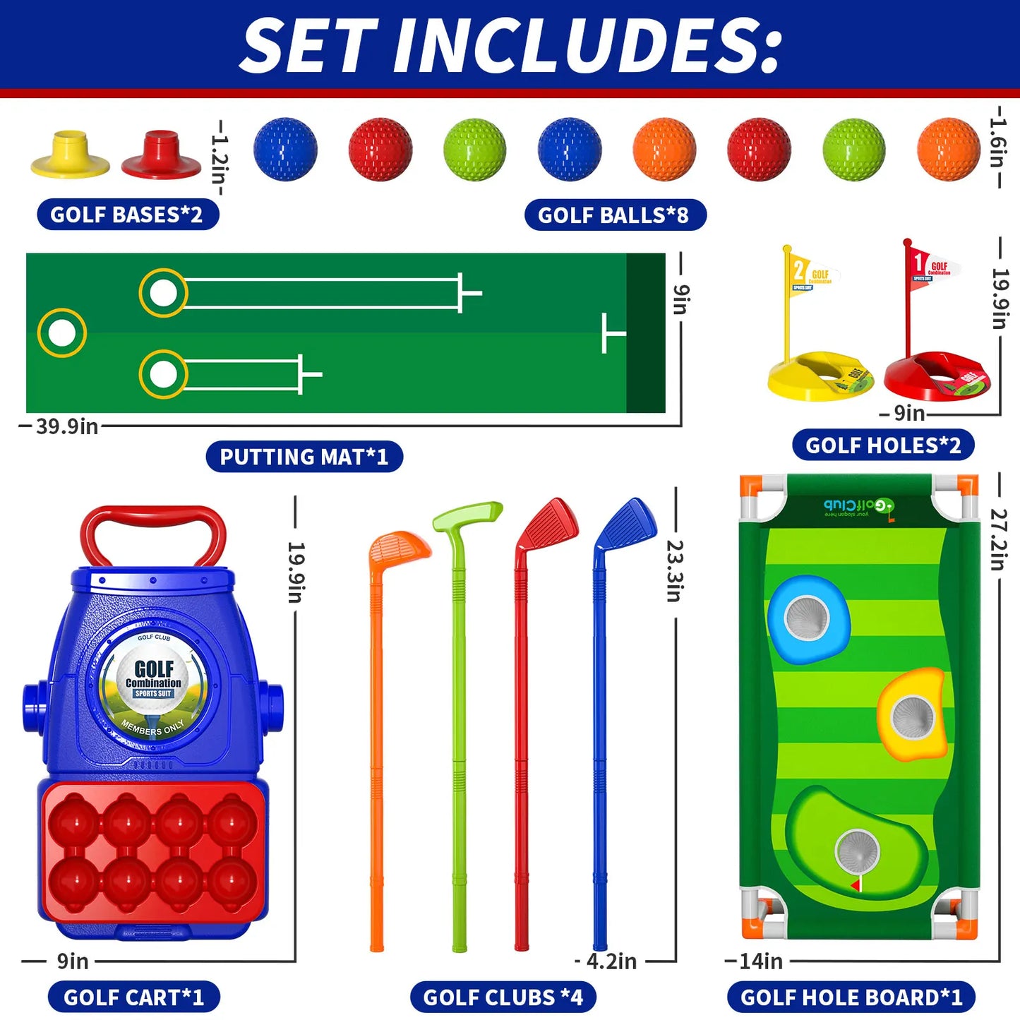 Upgraded Kids Toddler Golf Set, Indoor Outdoor Outside Golf Toys Gifts for 3 4 5 Year Old Boys, 3 4 5 Year Old Boys Toys Birthda