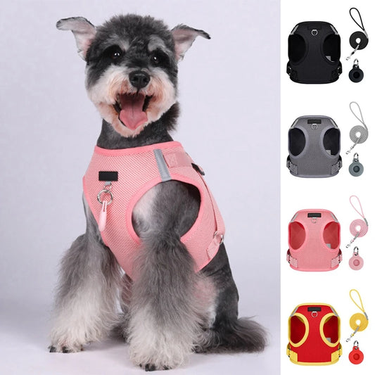 Pet Harness With Airtag Tracker And Leash Sets Puppy Cat Chest Strap For Small Medium Dogs Cat Harnesses Vest Outdoor Leads Rope