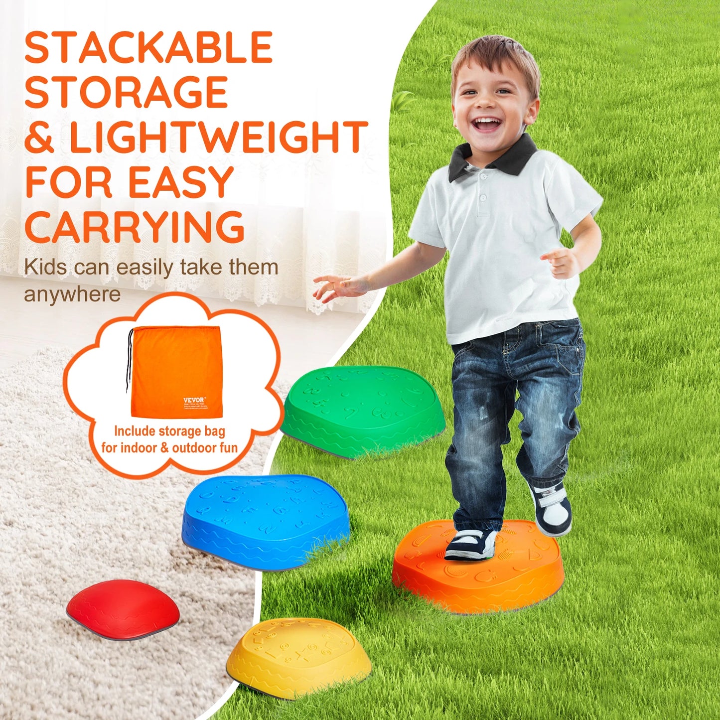VEVOR 5PCS Balance Stepping Stones Montessori Children Toys Sensory Training Tactile Sensing for Kids Party Social Games