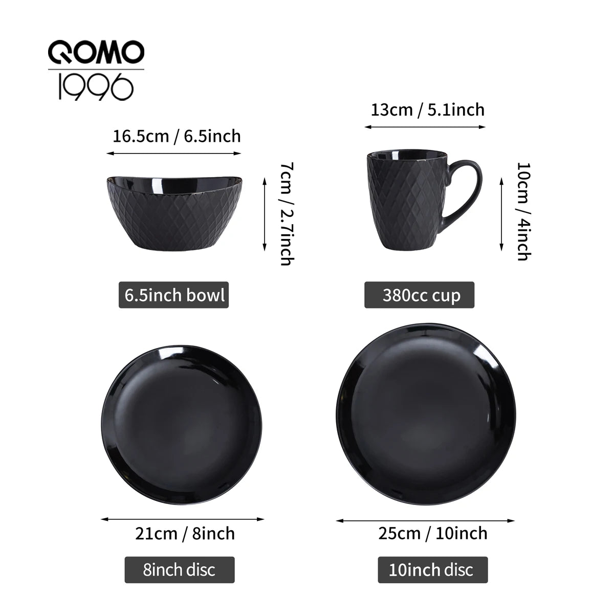 16 Piece Ceramic Dinner Tableware Set，Service for 4,Simple Style