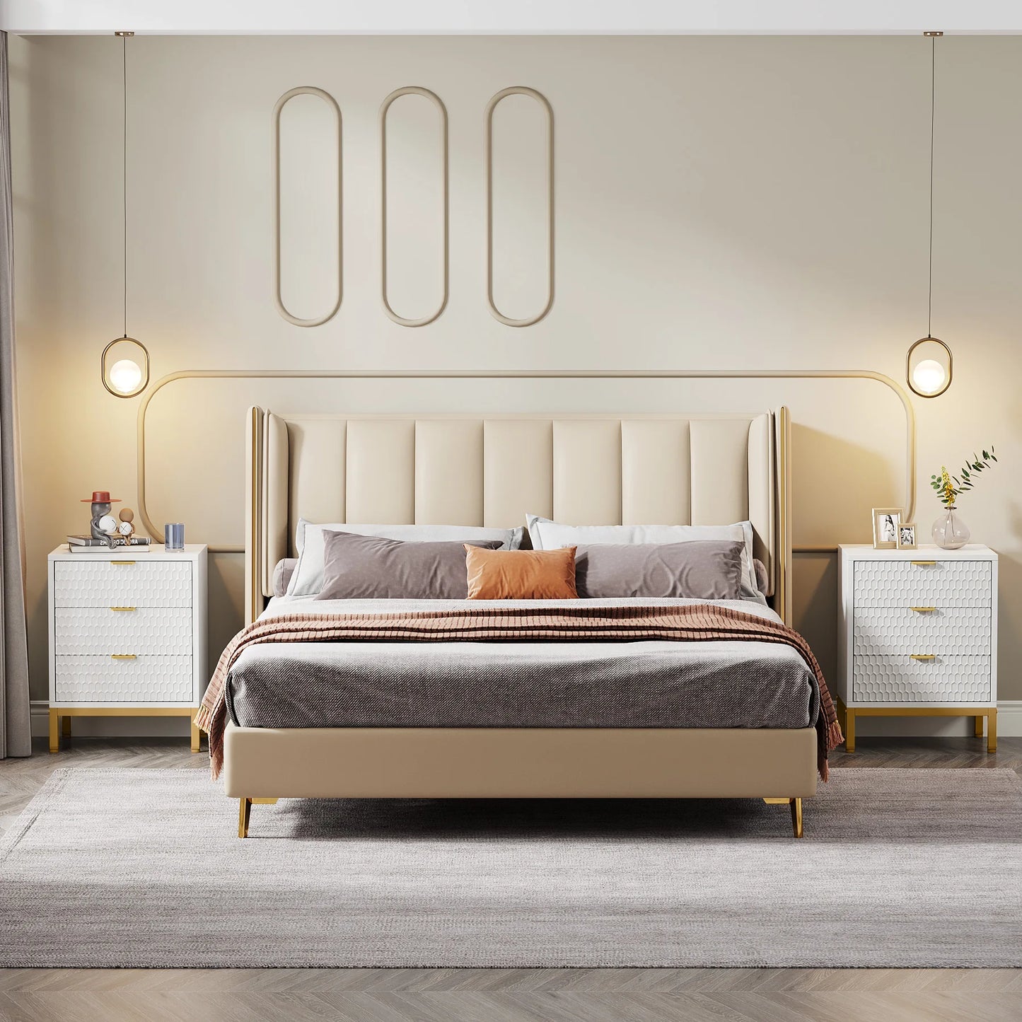 Tribesigns Modern Nightstand, 65.5 cm Tall Bedside Table with 3 Drawers, Contemporary End Side Table with Storage