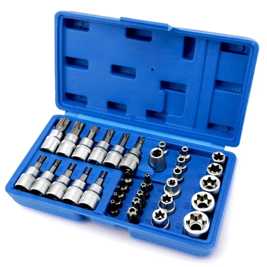 Top Quality 34 in 1 Torx Star Socket and Bit Set Male/Female Electronic Safety Drill Driver Handheld Tool Torque Star Socket
