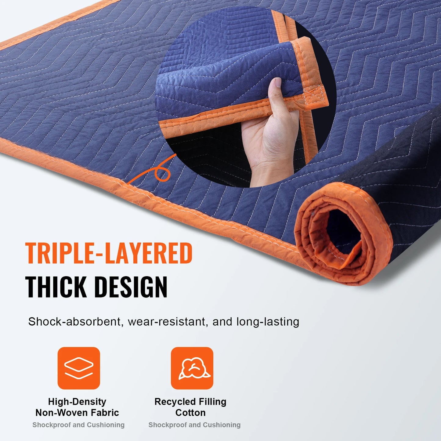 VEVOR 35/65 lbs Moving Blankets 12 Packs 80" x 72" Packing Blanket Heavy Duty Mover Pads for Protecting Furniture Appliances