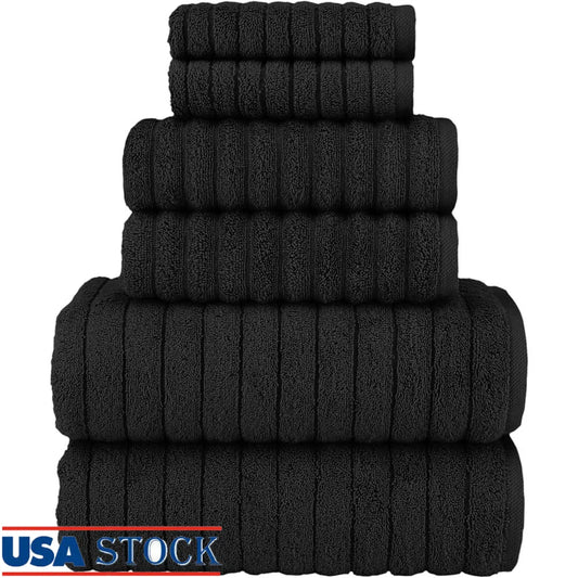 100% Turkish Cotton Luxury Bath Towels 6-Piece Set Soft Highly Absorbent Quick Dry
