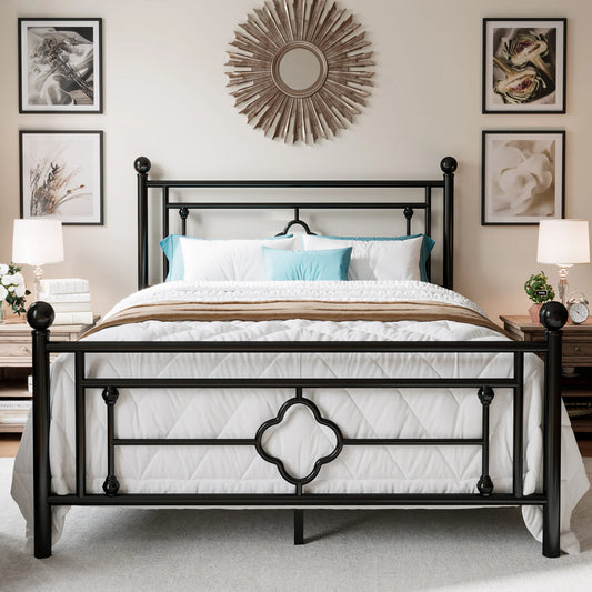 Vintage Victorian Style Wrought Iron Headboard and Footboard