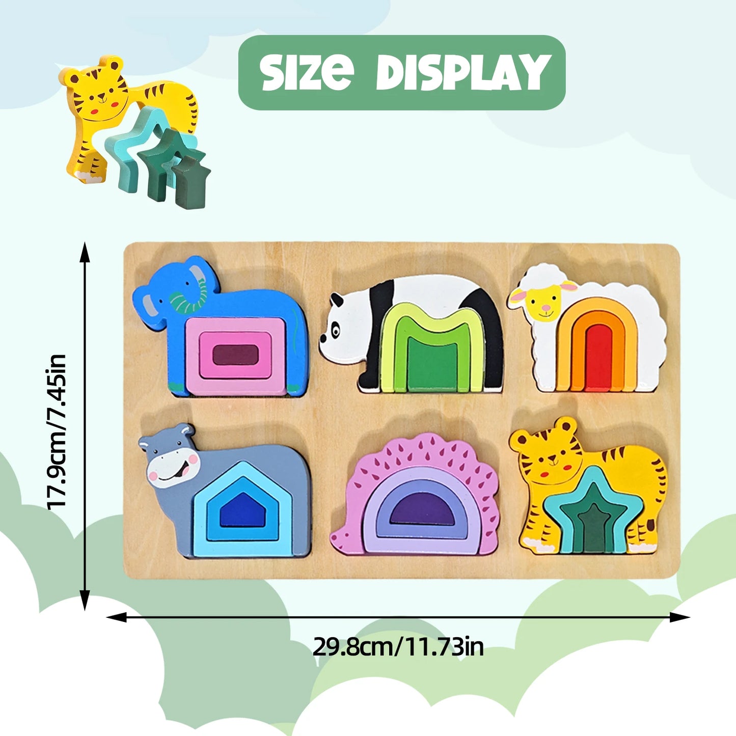 3D Wooden Jigsaw Educational Toys Montessori Toys for Kids Games Animal Shape Puzzle Toys Children Christmas Holiday Gifts