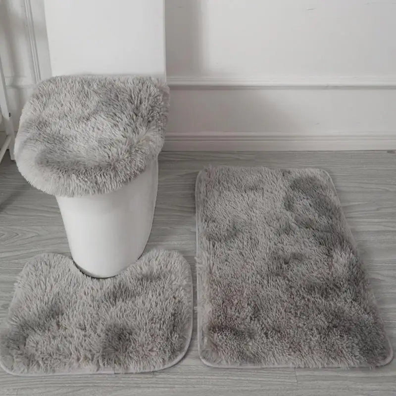 3pcs Bathroom Rug Set Bathroom Tie Dye Mat Toilet Soft Non Slip Rug Shower Carpets Toilet Lid Cover Floor Mats Set Washable