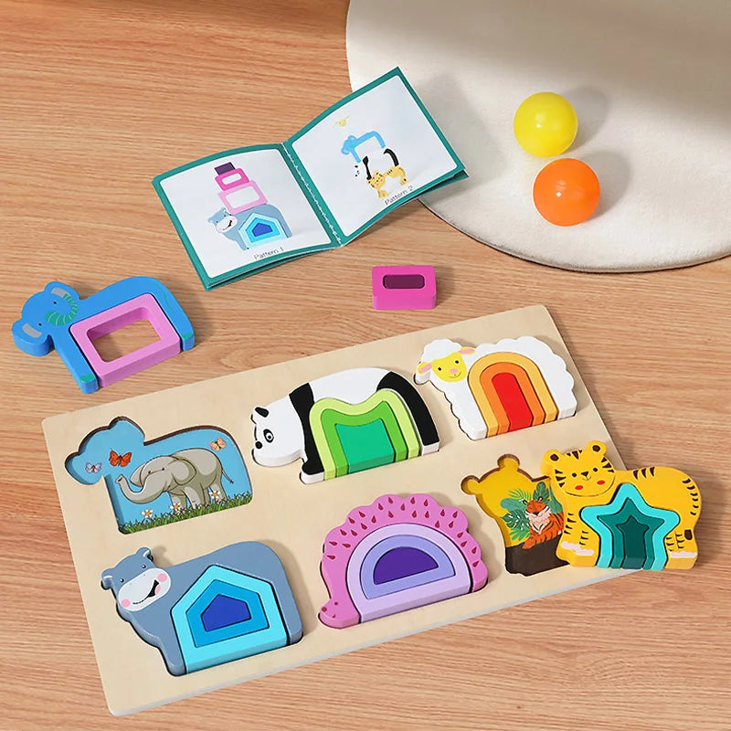 3D Wooden Jigsaw Educational Toys Montessori Toys for Kids Games Animal Shape Puzzle Toys Children Christmas Holiday Gifts