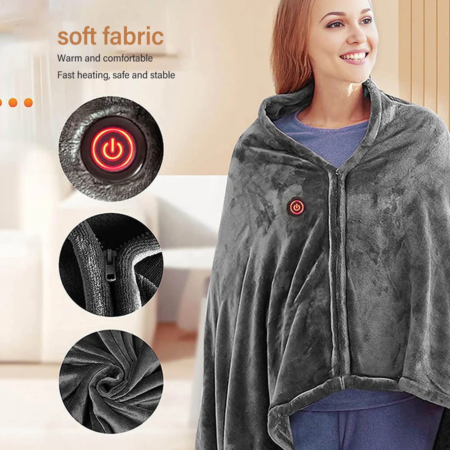 Electric Heated Blanket Electric Heated Blanket USB Powered 3 Levels Adjustable Fast Heating Heated Throw Cover for Home