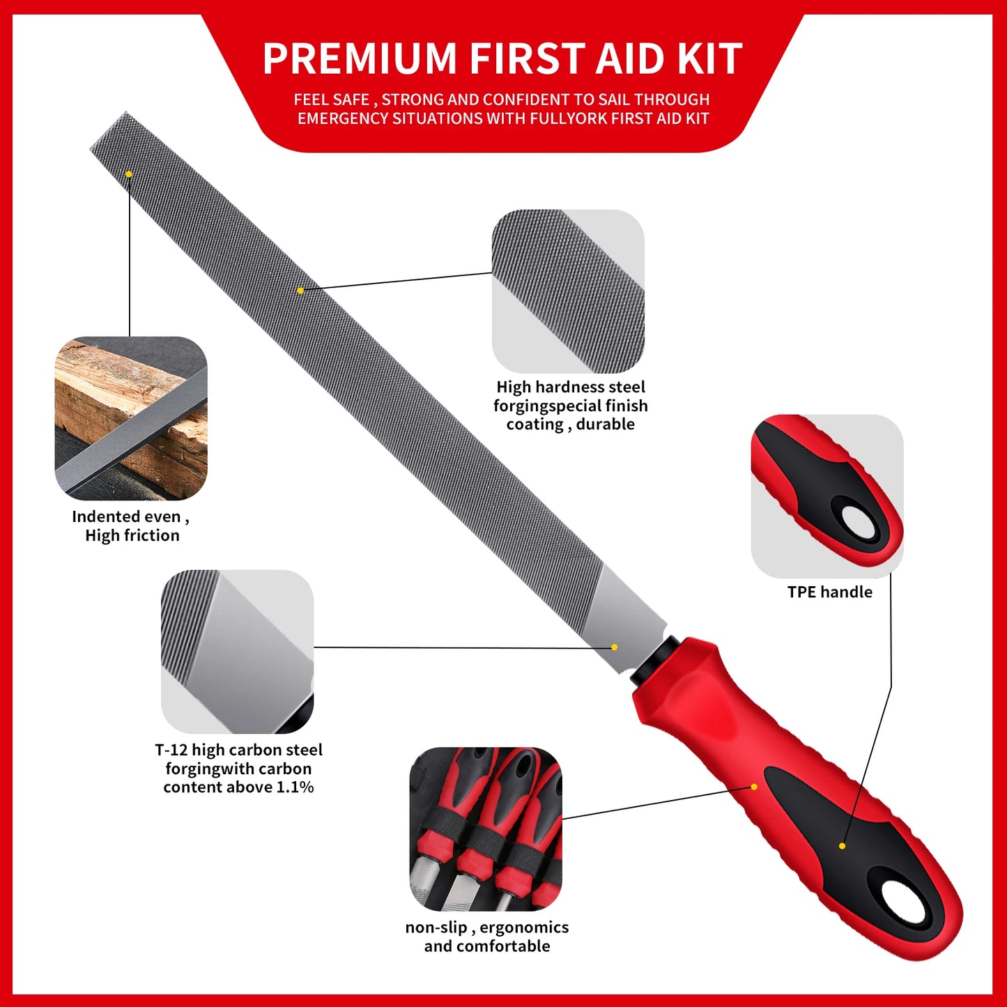 57Pcs Metal & Wood File Rasp Set,Grade T12 Forged Alloy Steel, Half-round/Round/Triangle/Flat 4pcs Large Tools, 14pcs Needle Fil