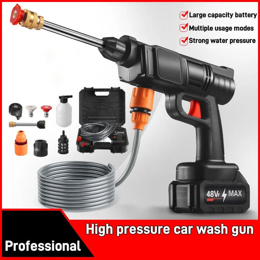 Portable Cordless Electric Washing Machine, Professional Car Wash Set High Pressure Washer, Multi-Nozzle High Pressure Washer