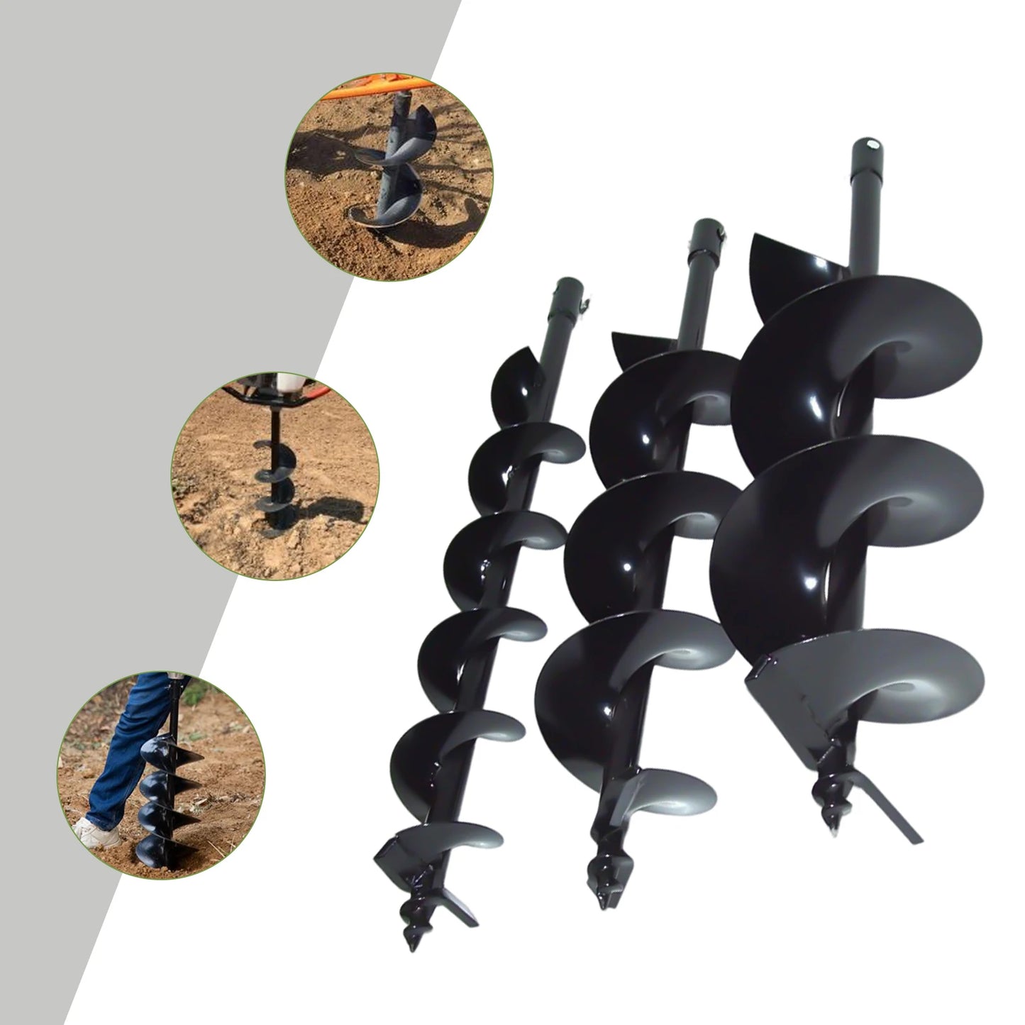 3pcs Spiral Drill Bits 4in/6in/8in Width For Garden Fence Planter and Post Hole Excavator Digger Ground Drilling Tool Borer