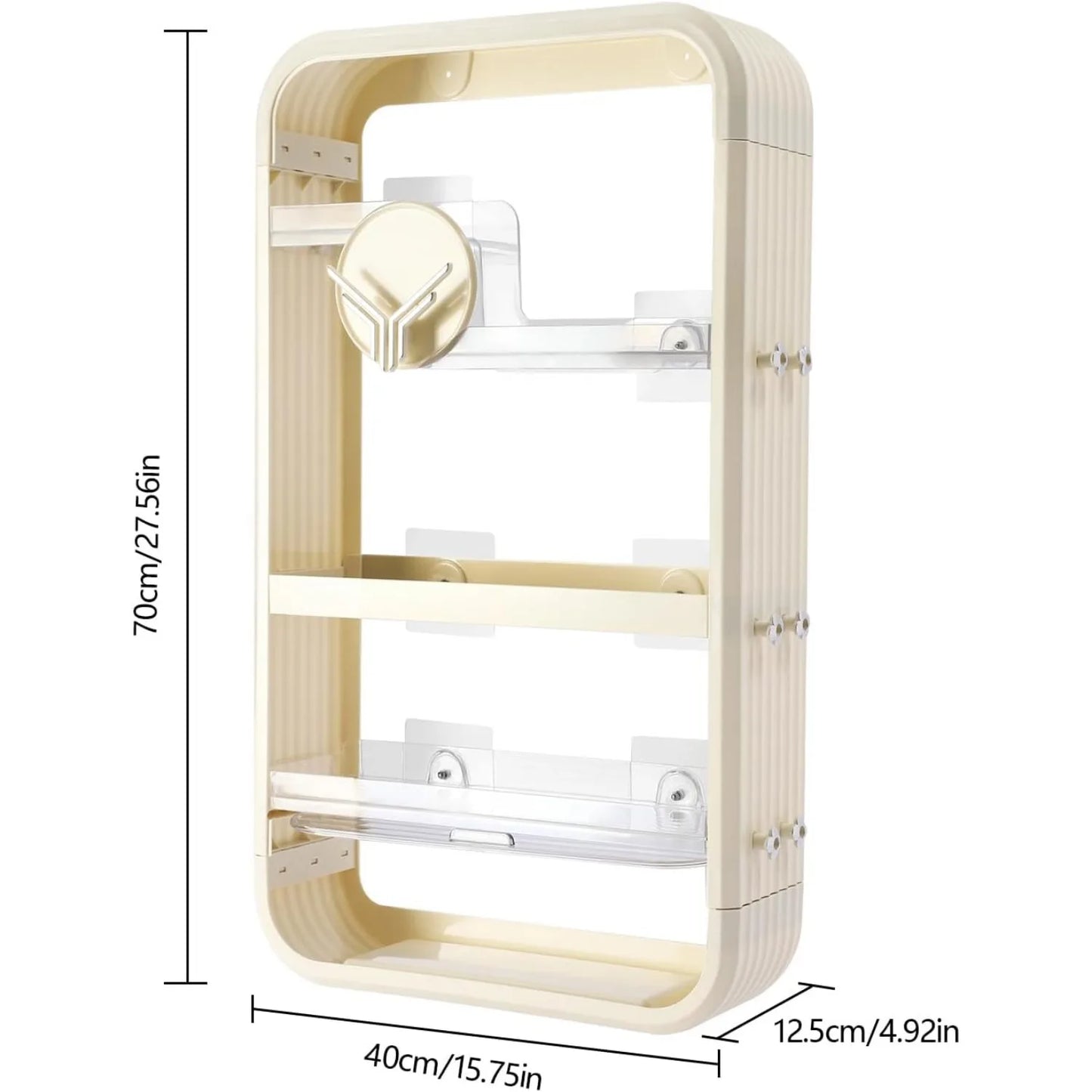 Wall Mount Makeup Organizer Four Tier Adhesive Shelf With Tissue Hole