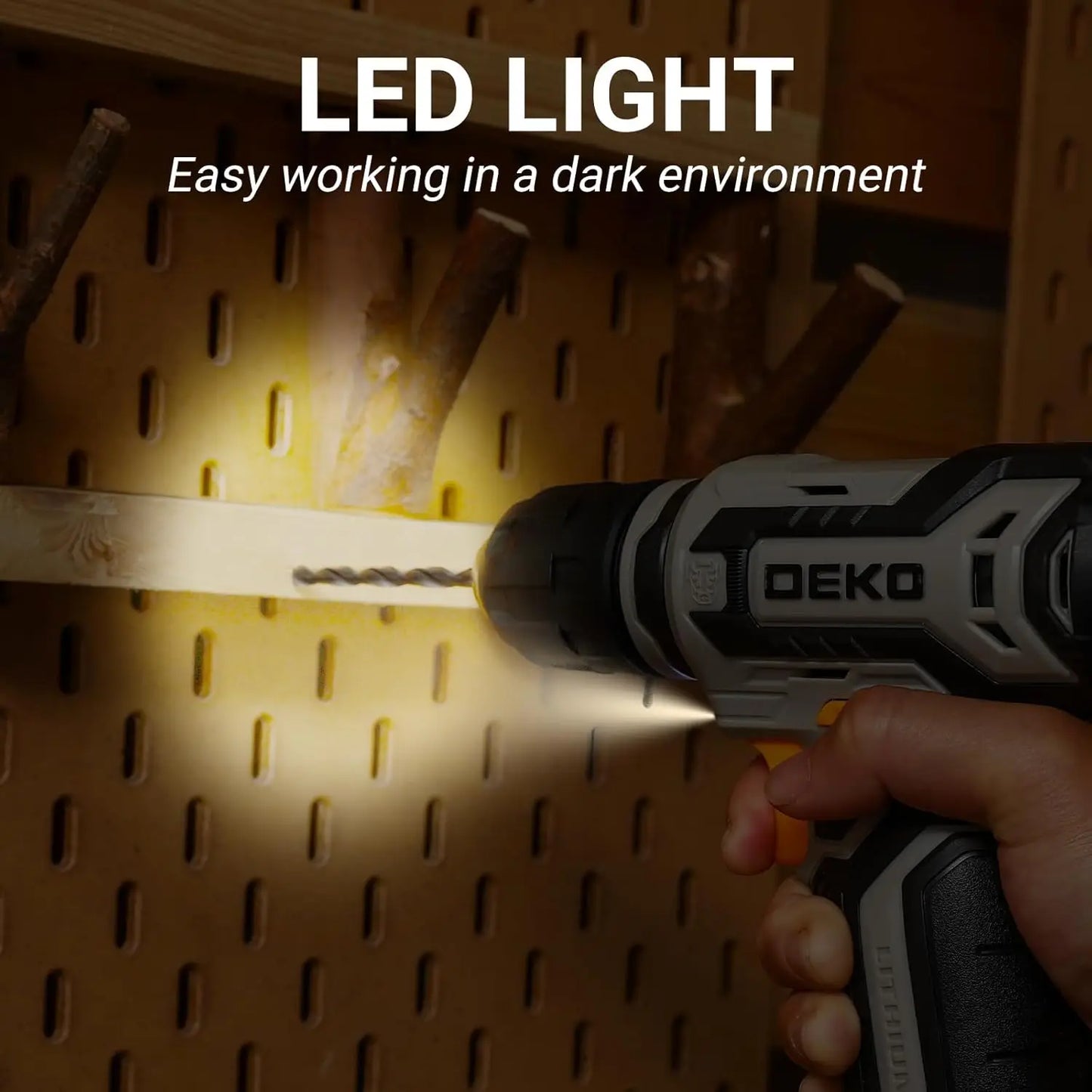 DEKO 12V Power Battery Cordless Drill Set with Small Electric Drills and 3/8-inch Keyless Chuck with Portable Tool Set Gift Box