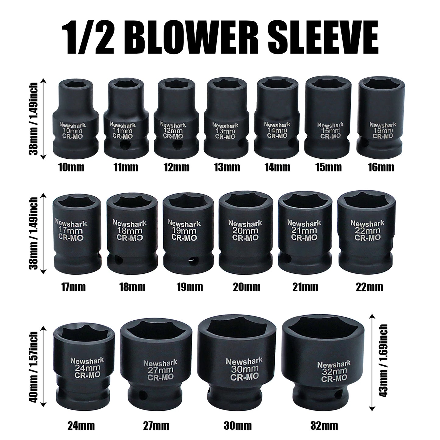 22PCS Drive Socket Wrench Set,1/2-Inch Impact Socket Set,6 Point,Metric Size(10-32mm),Quick Release Ratchet,Repairing Tool