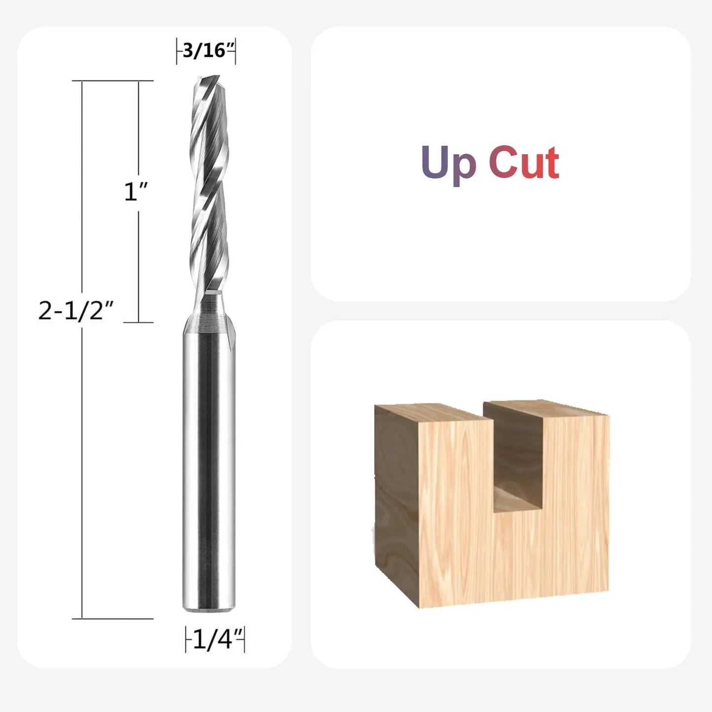 SpeTool 1pc Upcut Spiral CNC Router Bit with 1/4 1/2 Inch Shank HRC55 Solid Carbide CNC End Mill for Wood Engraving Carving Tool
