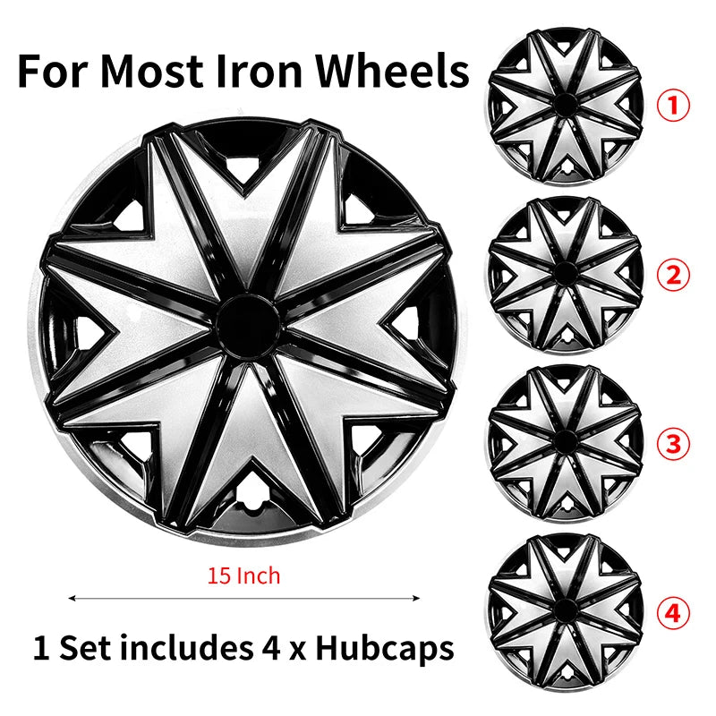 4 hubcaps for Iron Rim,15 Inch Hubcap Replacement Wheel Cap Automobile Full Rim Cover Accessories for Most Car Iron Wheel Cover