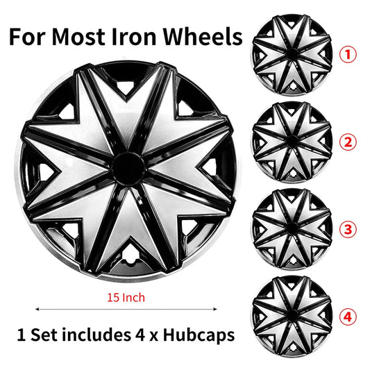 4 hubcaps for Iron Rim,15 Inch Hubcap Replacement Wheel Cap Automobile Full Rim Cover Accessories for Most Car Iron Wheel Cover