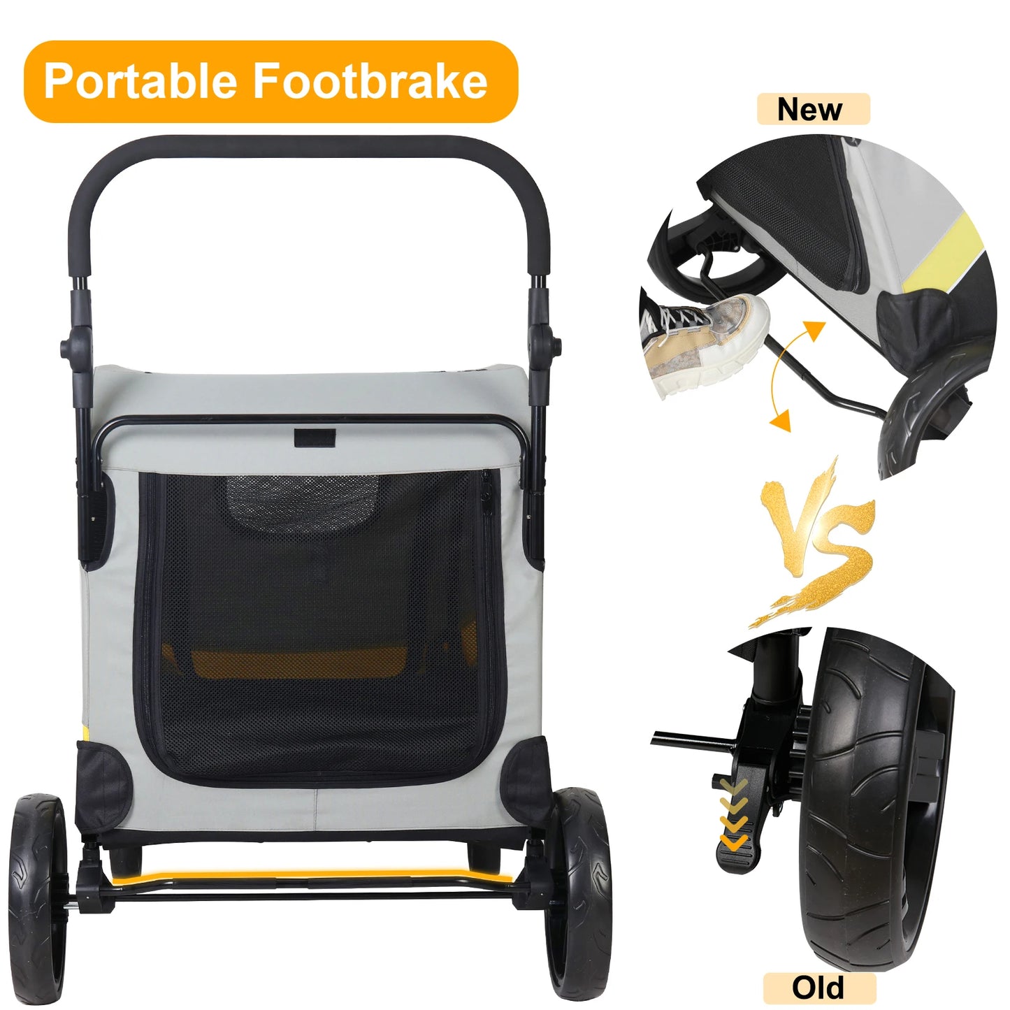 Pet Stroller for 2 Dogs, Zipper Divider and Wheels, Folding Dog Jogger, Wagon, Travel Carriage