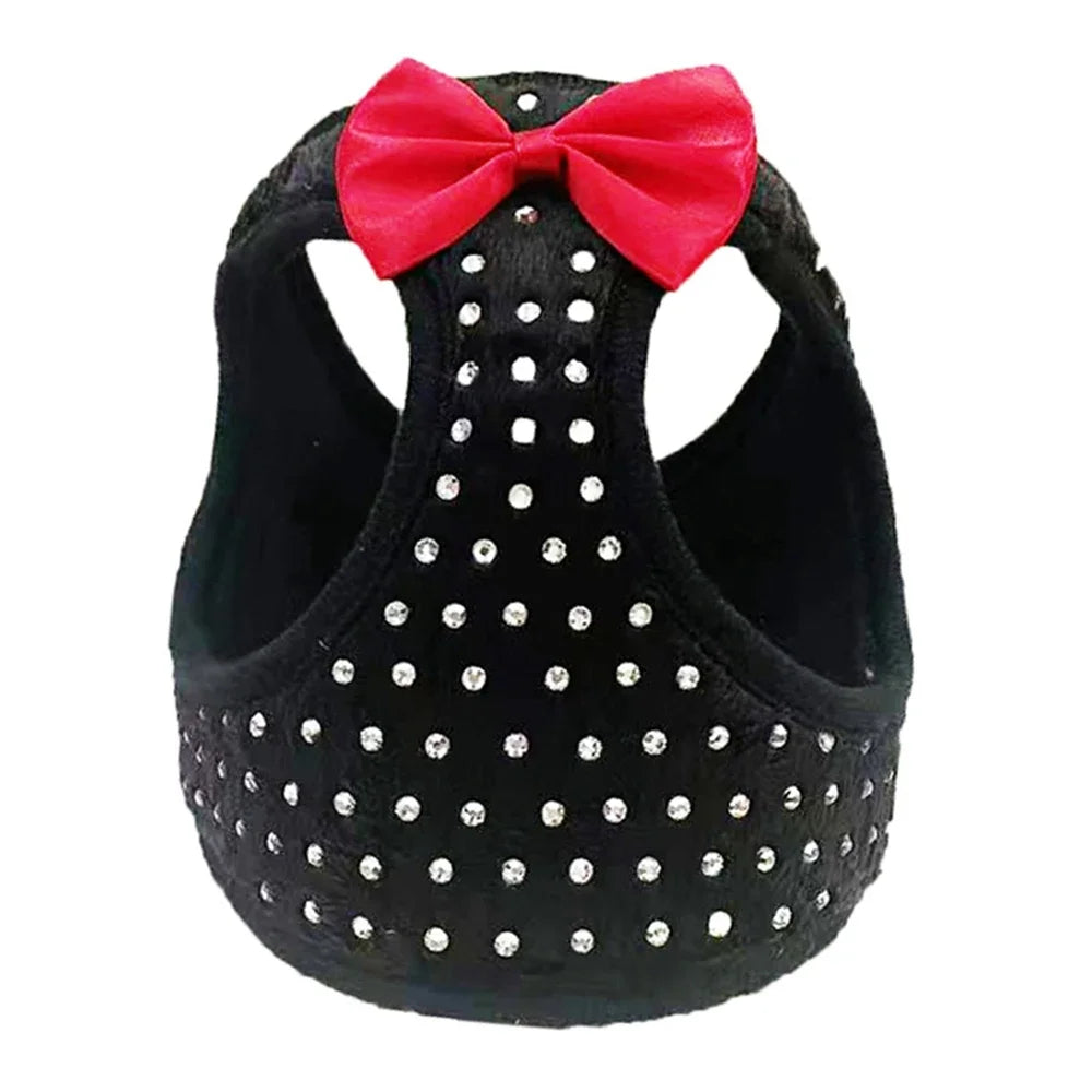 Bowknot Dog Cat Vest Harness Chest Rope Set Pets Harness and Leash Kit Adjustable Pet Harness for Small Dogs Outdoor Walking