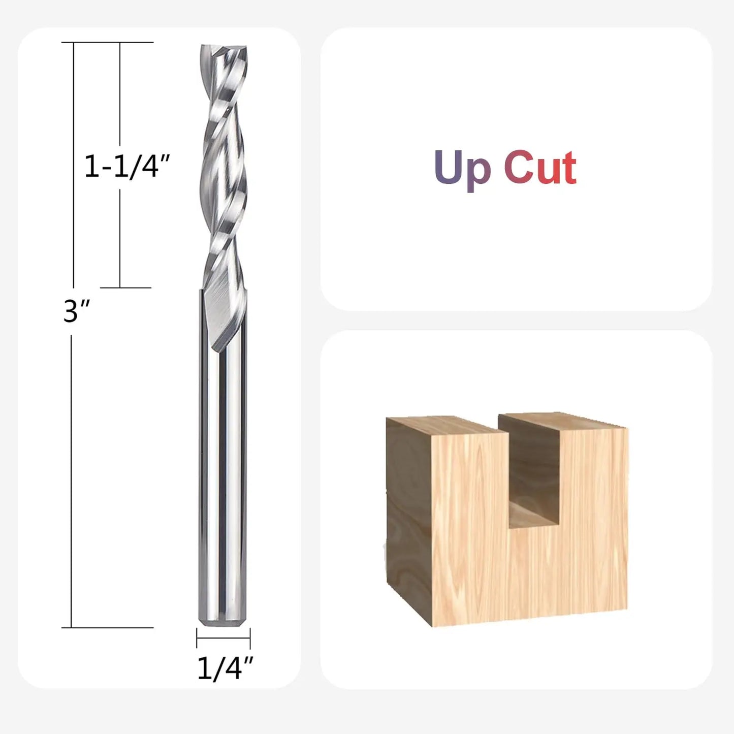 SpeTool 1pc Upcut Spiral CNC Router Bit with 1/4 1/2 Inch Shank HRC55 Solid Carbide CNC End Mill for Wood Engraving Carving Tool