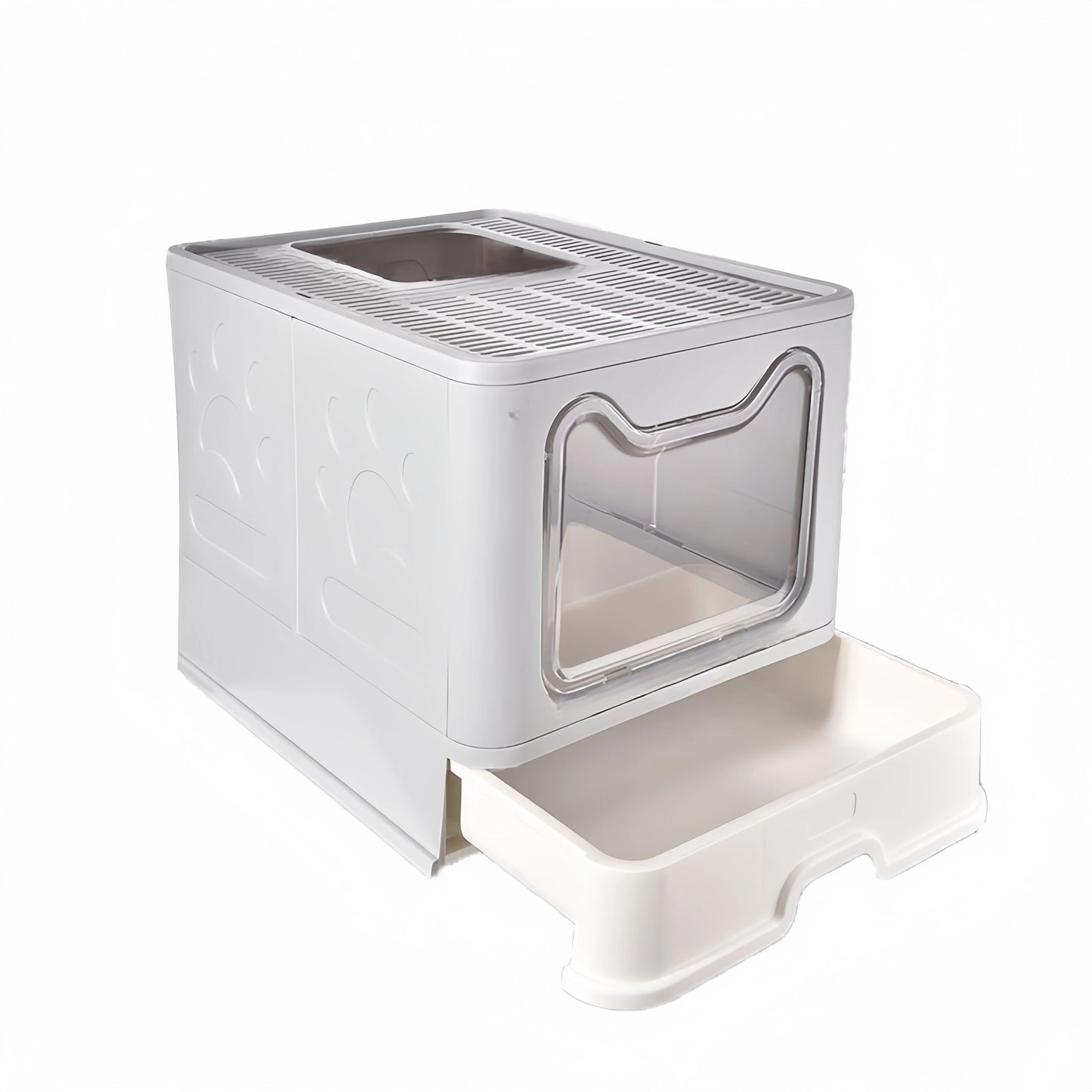 Convenient Foldable Litter Box: Drawer Design with Scooper for Easy Cat Waste Management