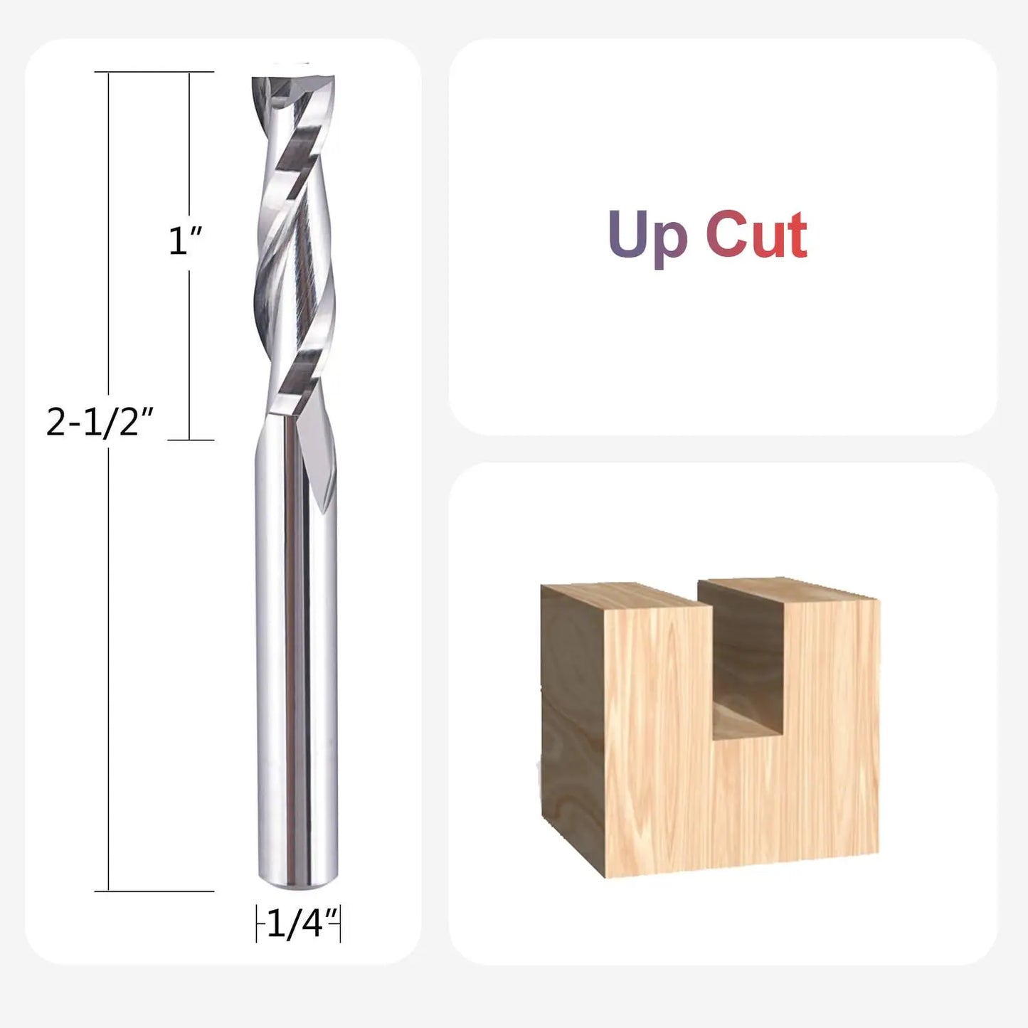 SpeTool 1pc Upcut Spiral CNC Router Bit with 1/4 1/2 Inch Shank HRC55 Solid Carbide CNC End Mill for Wood Engraving Carving Tool