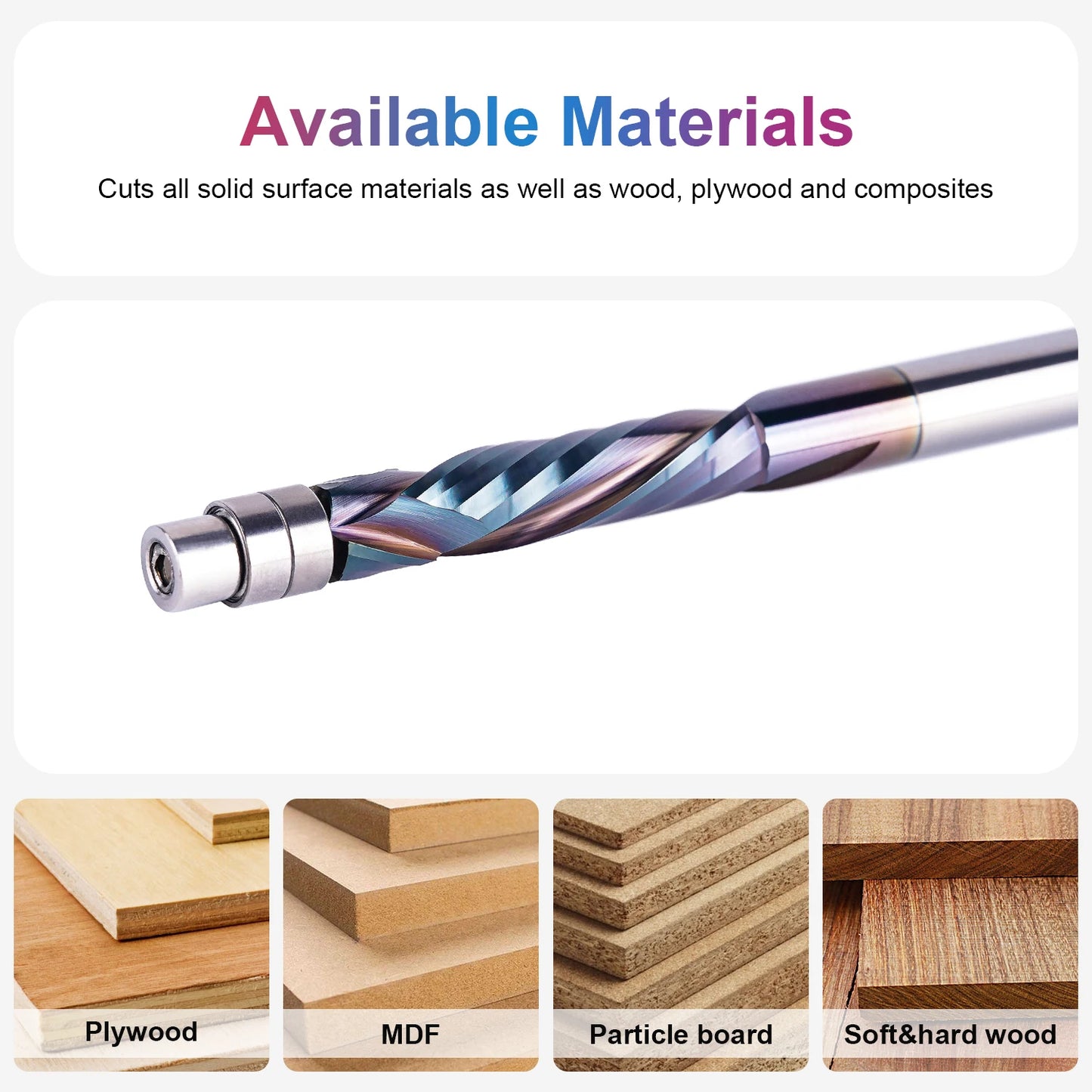 SpeTool 1pc Carbide TAC Coated Bearing Guided Spiral Flush Trim Router Bit 1/4inch Shank CNC UP&DOWN Cut Milling Cutter for Wood