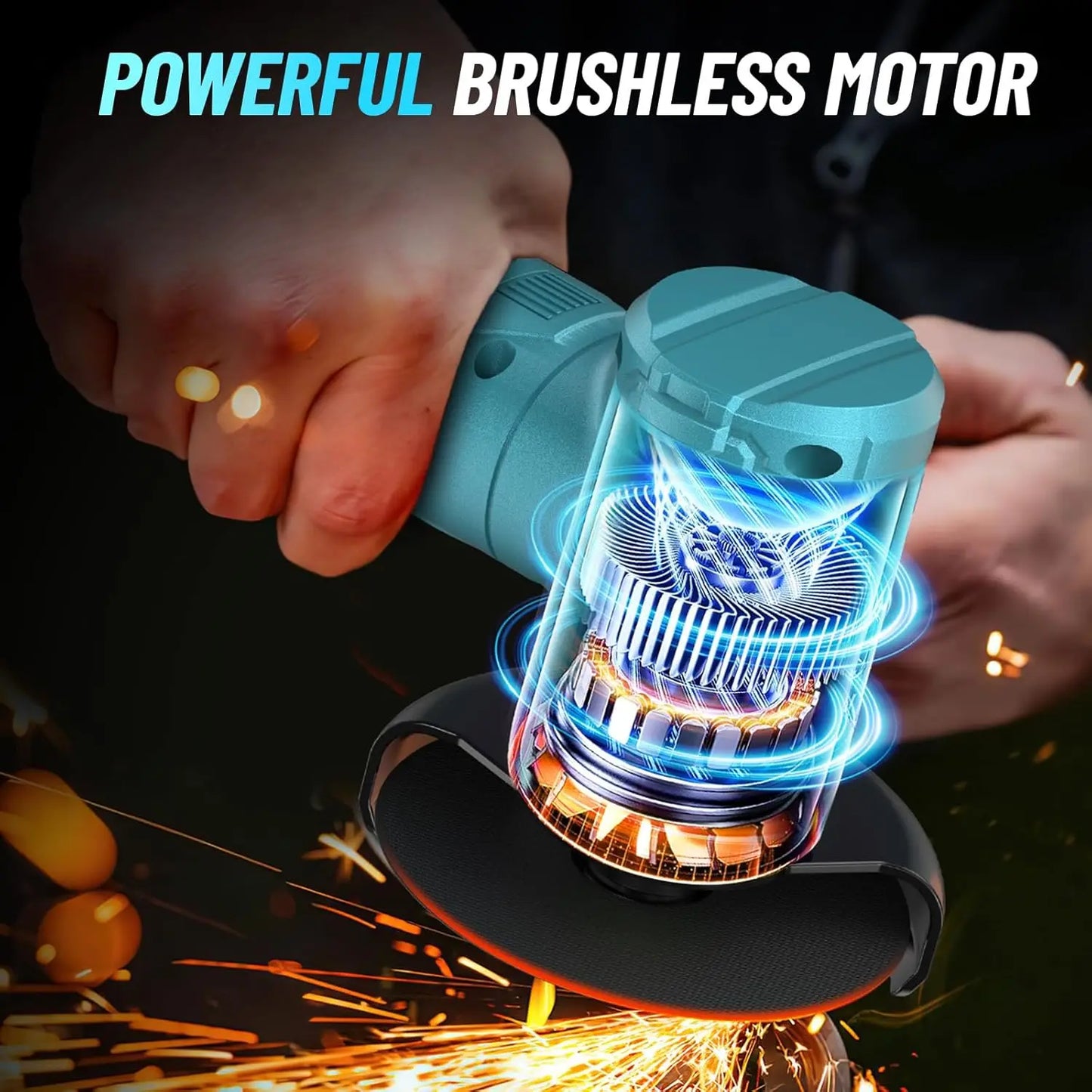 Seesii Cordless Mini Angle Grinder Kit 19000rpm Brushless Power Electric Grinder Tool for Metal Wood Polishing Rust Removal