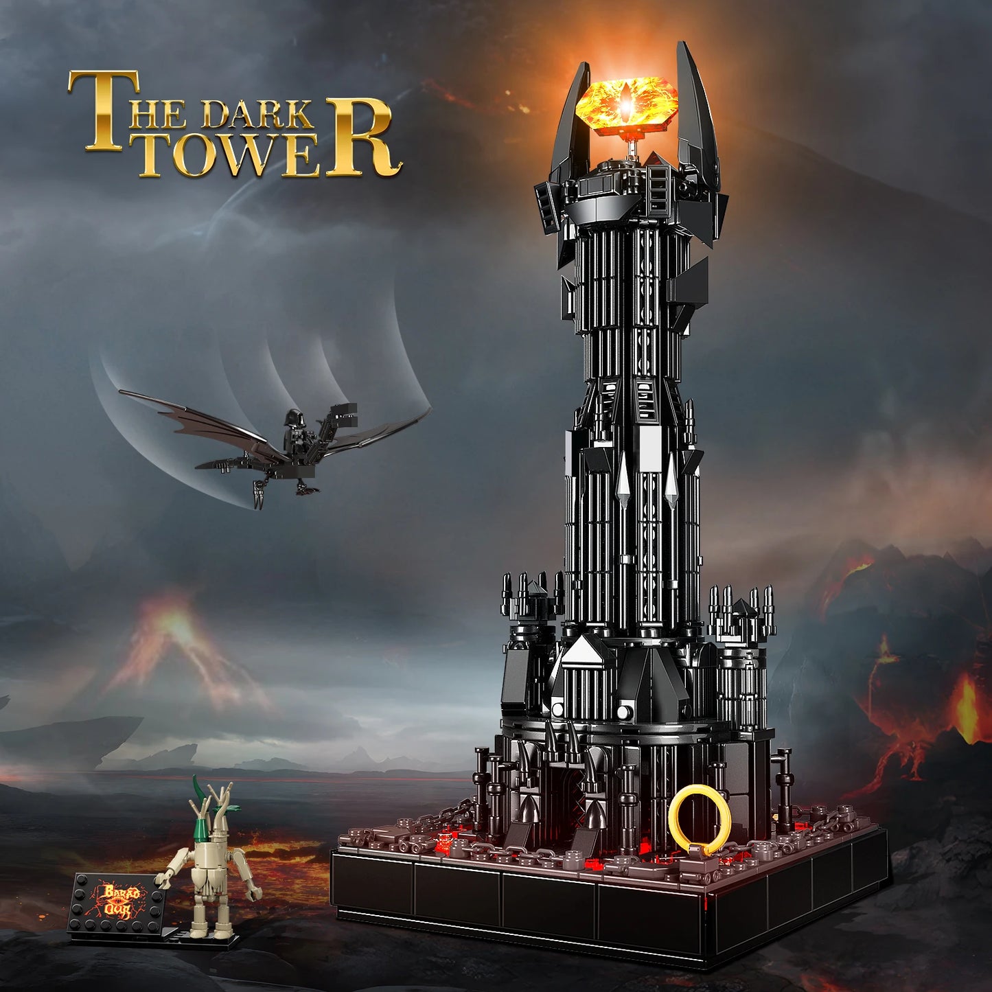 Dark Tower Building Blocks Kit with LED Lords of the Ringing Barade dure Tower Architecture Model Bricks Gifts for Kids Adults