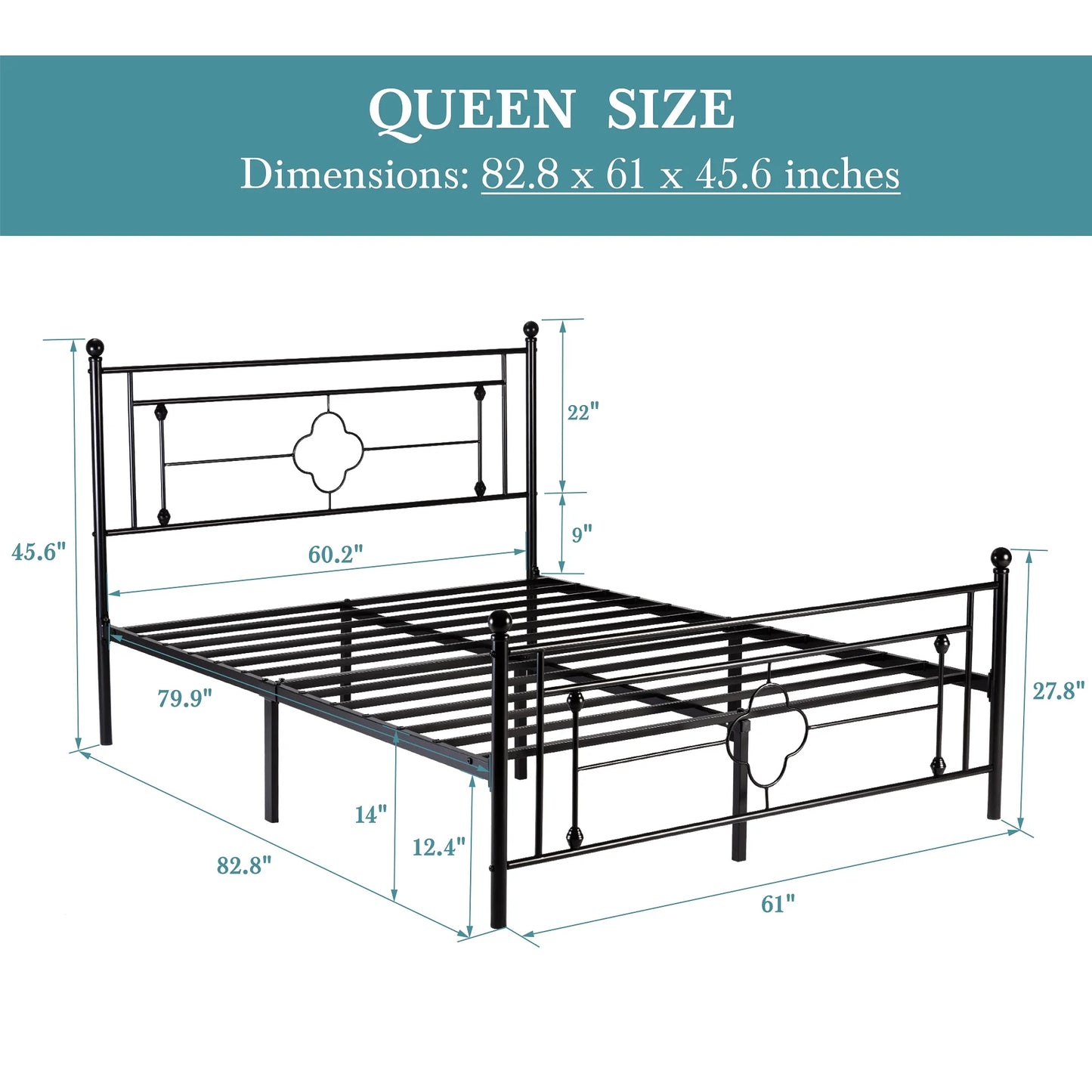 Vintage Victorian Style Wrought Iron Headboard and Footboard