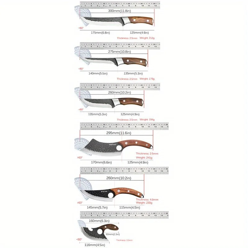 1-7 Piece Professional Kitchen Knife Set Chef Sashimi Boning Cleaver Utility