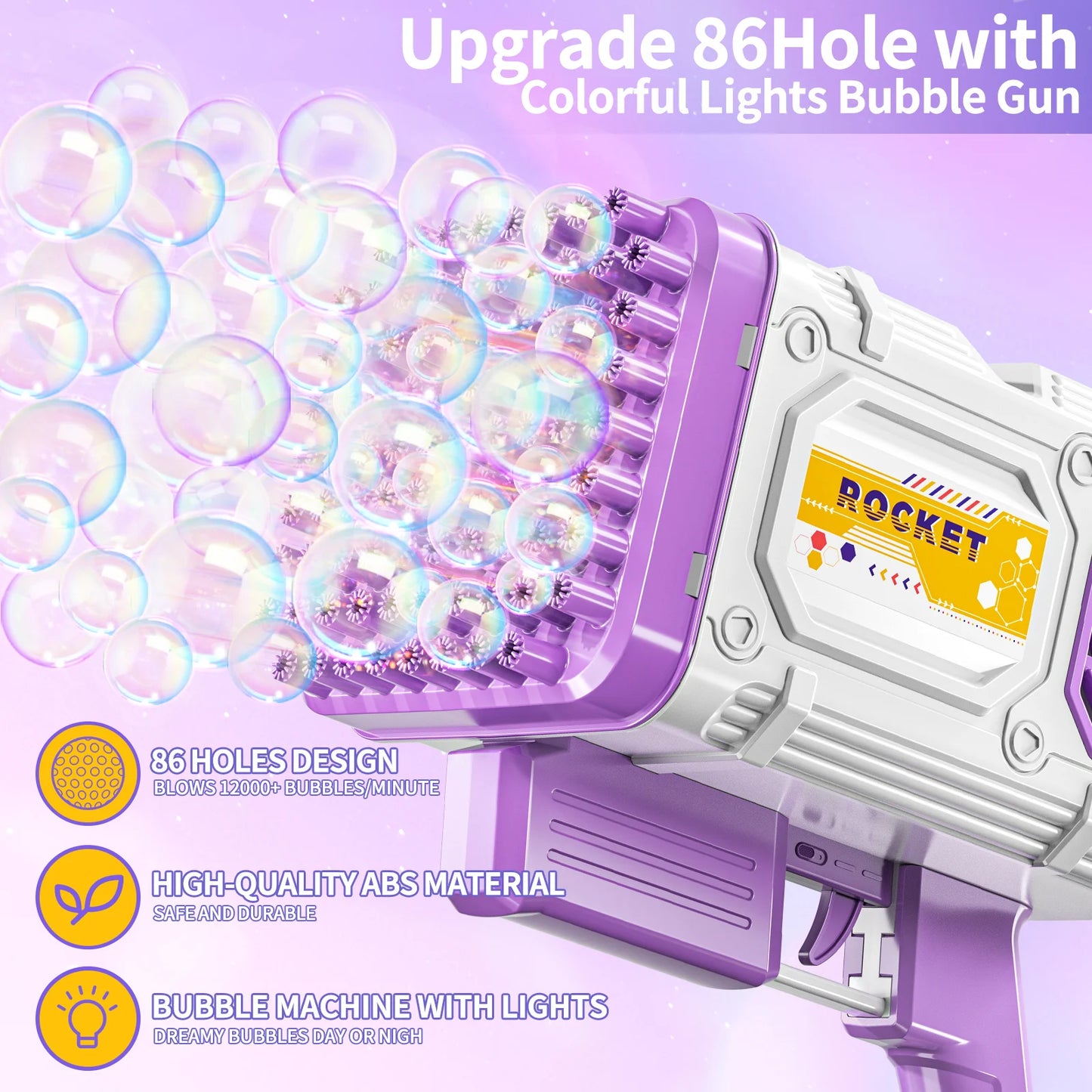 86 Holes Rocket Bubble Gun Toys Kids Electric Launcher Handheld Portable Toys  Automatic Bubble Gun Outdoor Toys Children Gifts