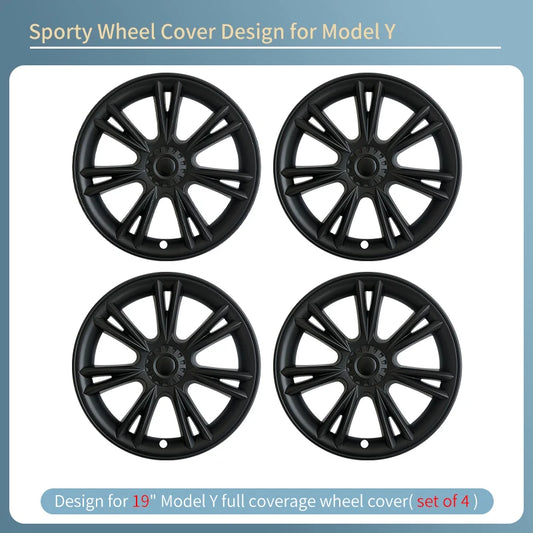 HubCaps Design for Tesla Model Y（2020-2024） 4PCS Wheel Cover 19inch Sporty Full Replacement Vehicle Automobile Accessories Cover