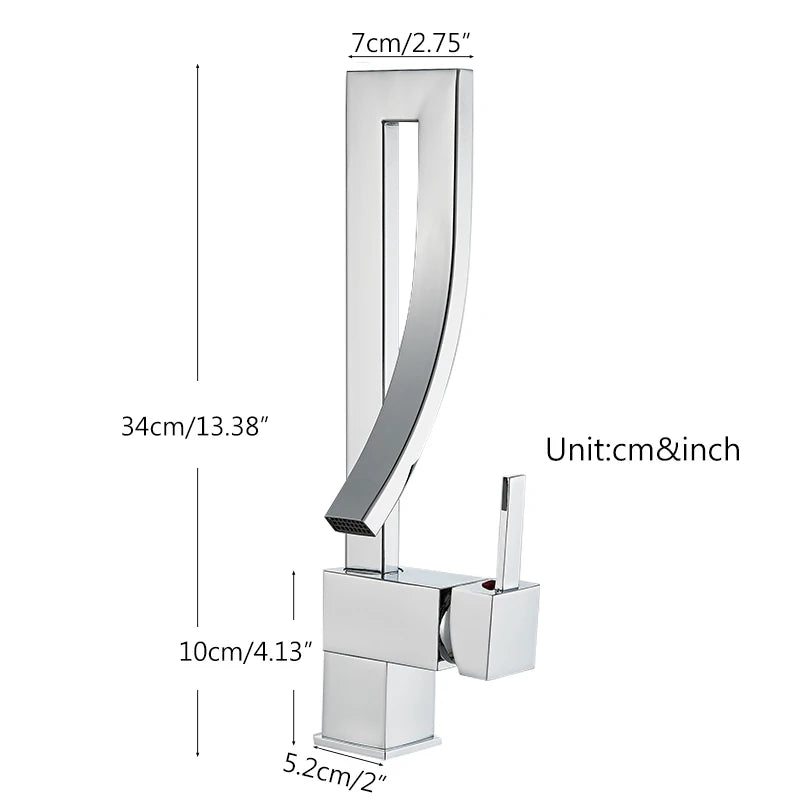 MYQualife Brass Deck Mounted Basin Faucet Single Hole Hot Cold Water Mixer Tap