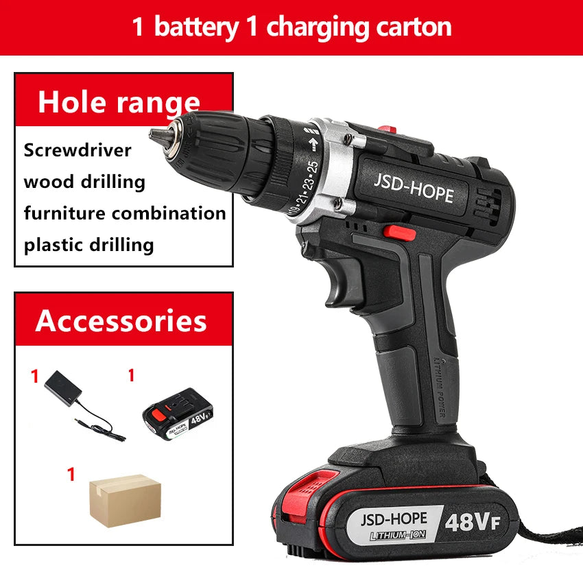 Hand drill turn home hand drill rechargeable tool lithium electric turn multi-function impact pistol drill electric screwdriver