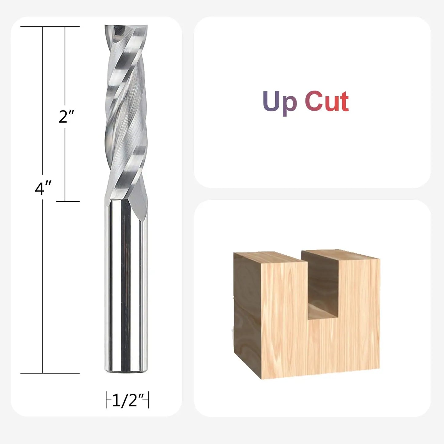 SpeTool 1pc Upcut Spiral CNC Router Bit with 1/4 1/2 Inch Shank HRC55 Solid Carbide CNC End Mill for Wood Engraving Carving Tool