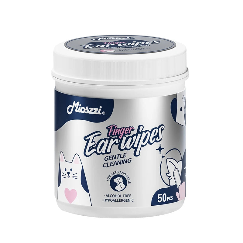 Mioszzi Pet Ear Cleaning Finger Wipes for Dogs & Cats,Safe & Hygienic Pet Grooming Essentials,50pcs