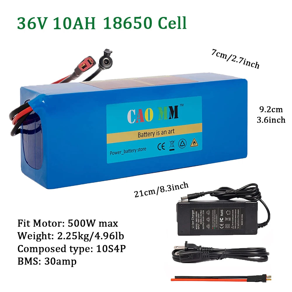 36v 48V Battery, 10Ah/ 14AH/ 16AH/ 20AH Ebike Battery for 200-1200W Electric Bike Bicycle, Scooter and Other Motor